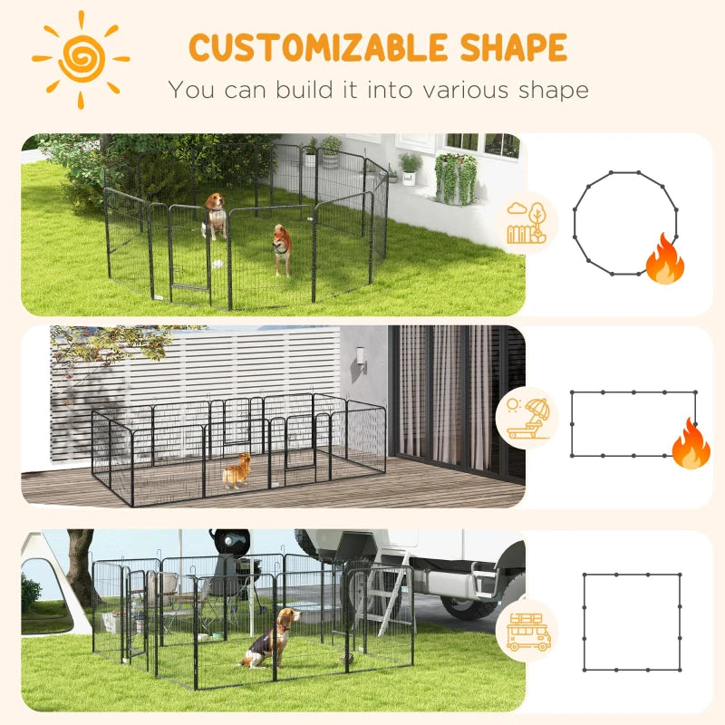 Heavy Duty 12 Panel Puppy Playpen for Small Dogs Indoor Outdoor Use Silver