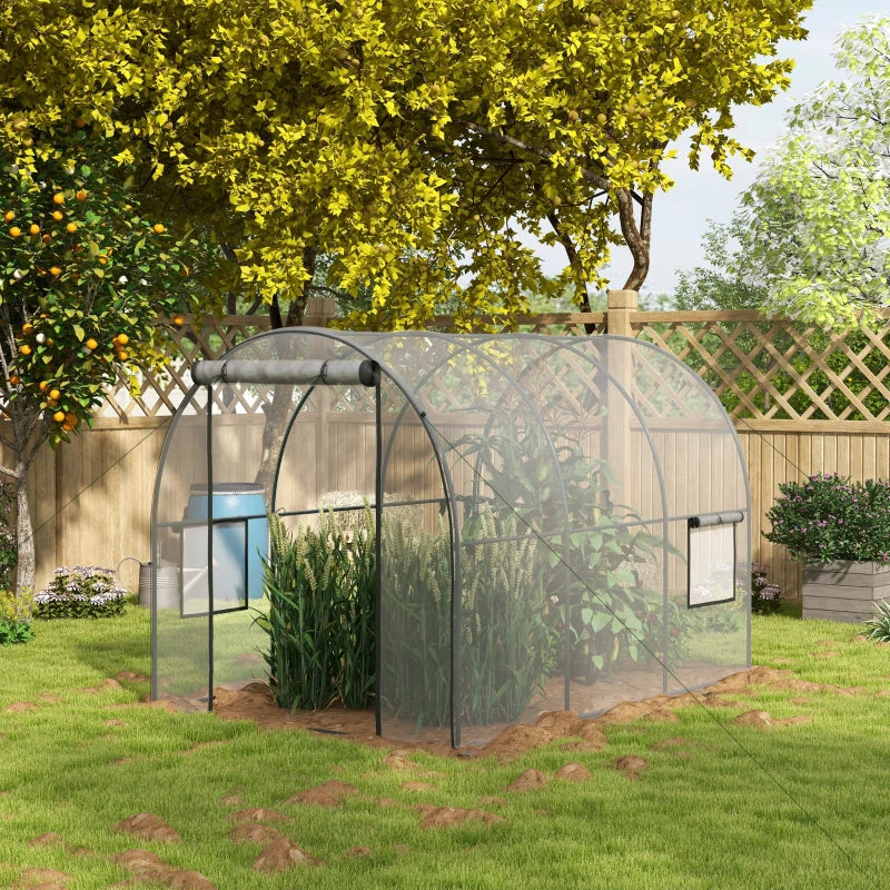 Greenhouse Walk-in Grow House with Plastic Cover, 3x2x2m, Green