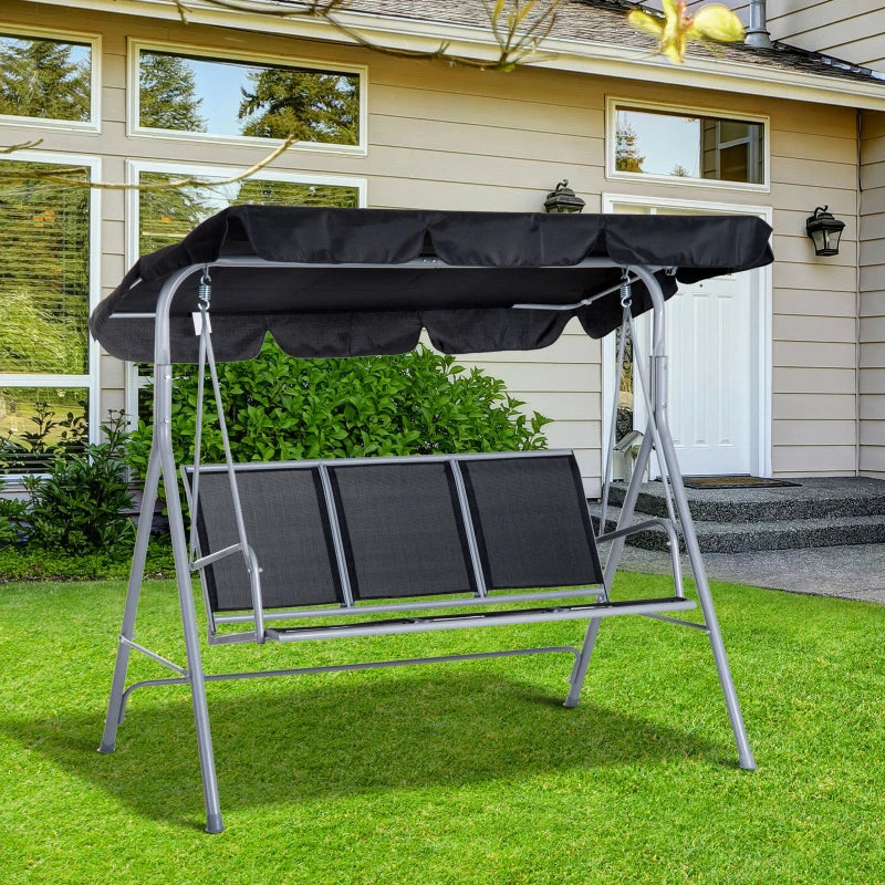 Black 3-Seater Outdoor Swing Chair