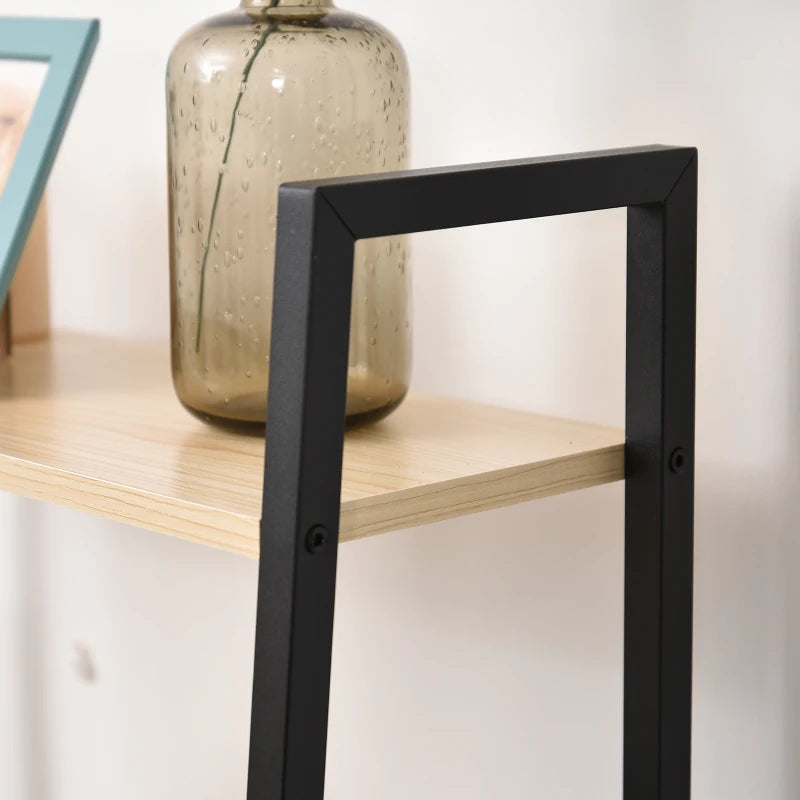 4-Tier Industrial Ladder Shelf - Stylish Oak & Black Bookshelf for Living Room, Bedroom, Kitchen Storage