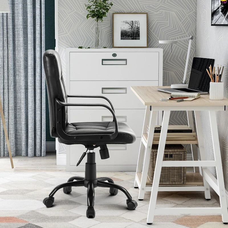 Ergonomic 360° Swivel Office Chair with High Back, Adjustable Height and Tilt Function, Black, 53L x 53W x 106H cm