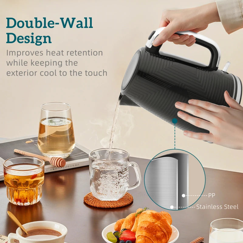 Sleek Black Modern Kettle and Toaster Set - Stylish Kitchen Appliances for Effortless Breakfast Preparation