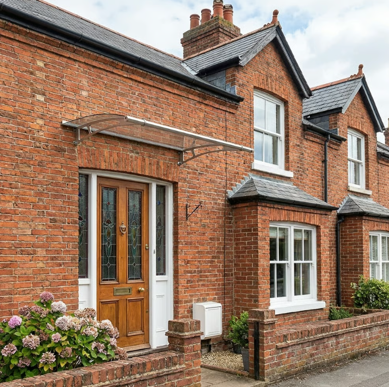 150cm Clear Shield Door Canopy – Stainless Steel Brackets, 4mm Acrylic Roof, Includes Fixings