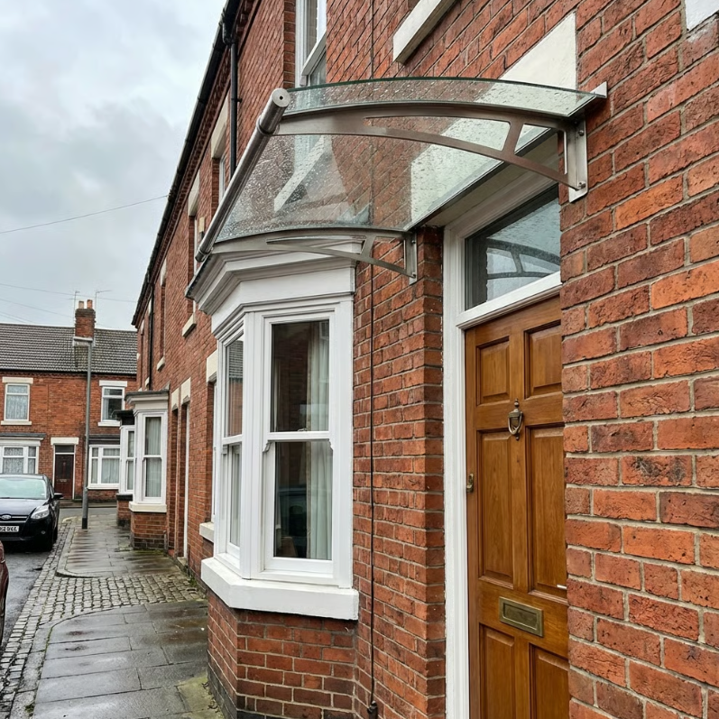 150cm Clear Shield Door Canopy – Stainless Steel Brackets, 4mm Acrylic Roof, Includes Fixings