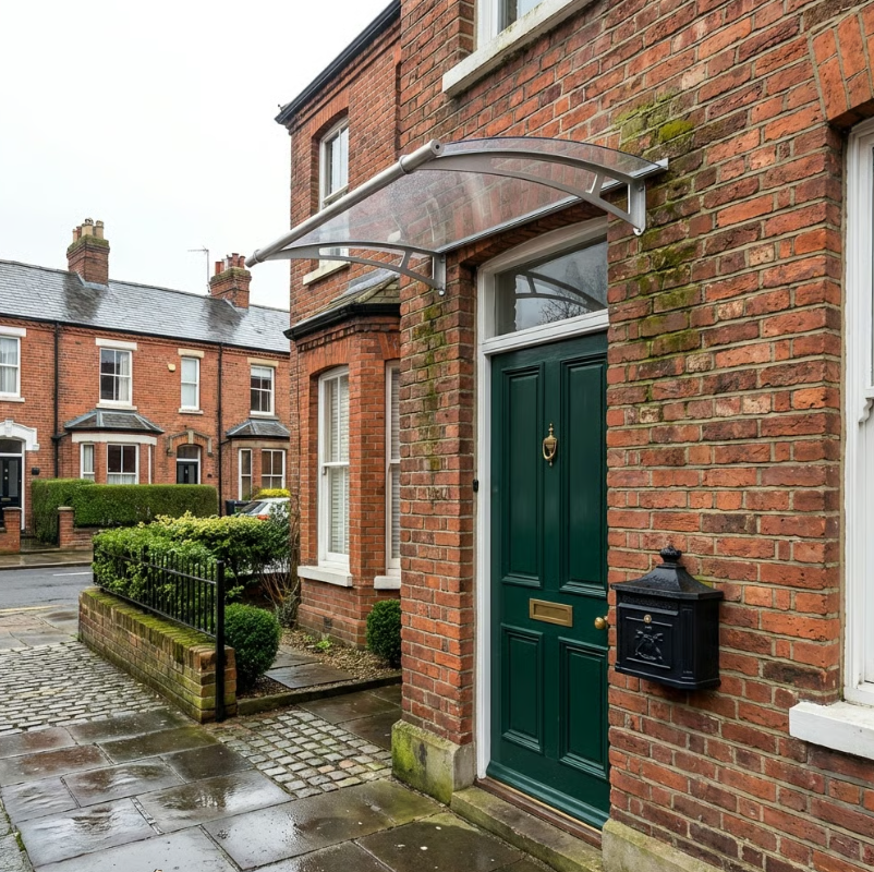 150cm Clear Shield Door Canopy – Stainless Steel Brackets, 4mm Acrylic Roof, Includes Fixings