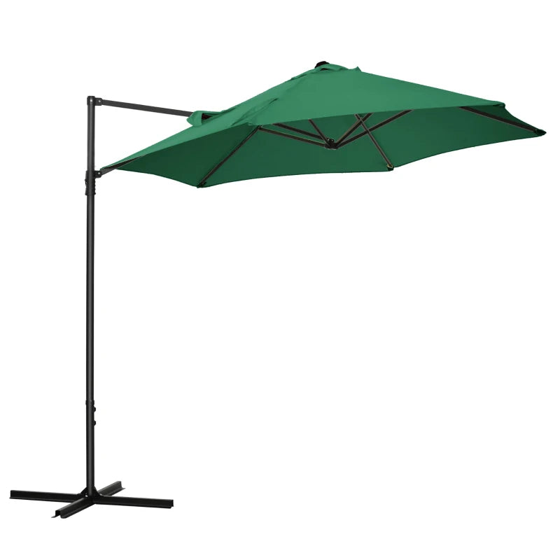 Green 2.5M Rotating Cantilever Patio Umbrella with Cross Base