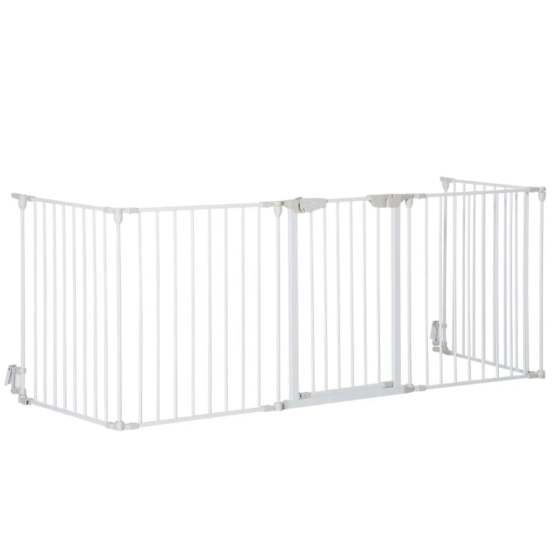 5 Panels Metal Pet Playpen with Walk-Through Door - White Dog Fence for Indoor/Outdoor Use, Durable & Easy to Assemble