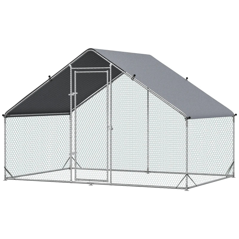 Galvanised Walk-in Chicken Coop & Rabbit Hutch - 3x2x2m Poultry House with Water-Resistant Cover for Garden