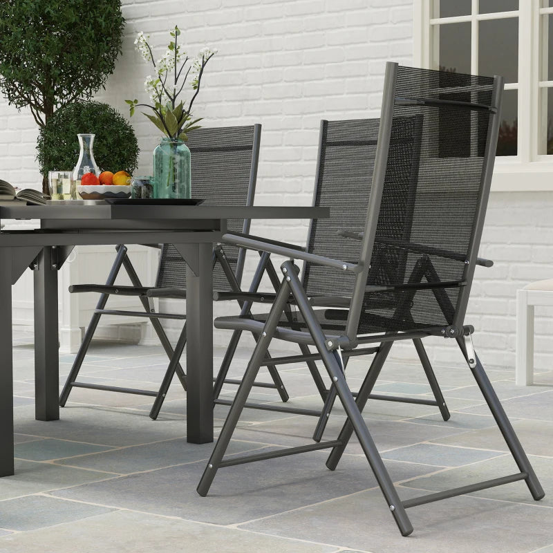 7 Piece Grey Outdoor Dining Set - Extendable Table & 6 Folding Chairs for Patio, Balcony, Deck