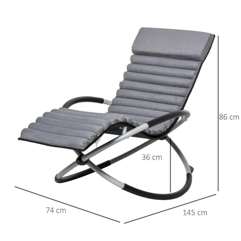 Metal Orbital Rocking Chair with Padded Mat - Black Grey