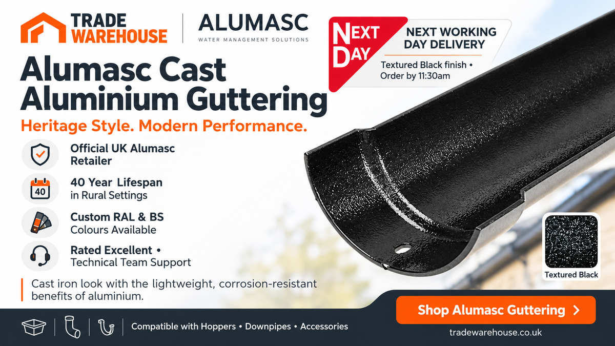 Alumasc 100mm (4") Half Round Cast Aluminium Gutter Fascia Bracket - Textured Black
