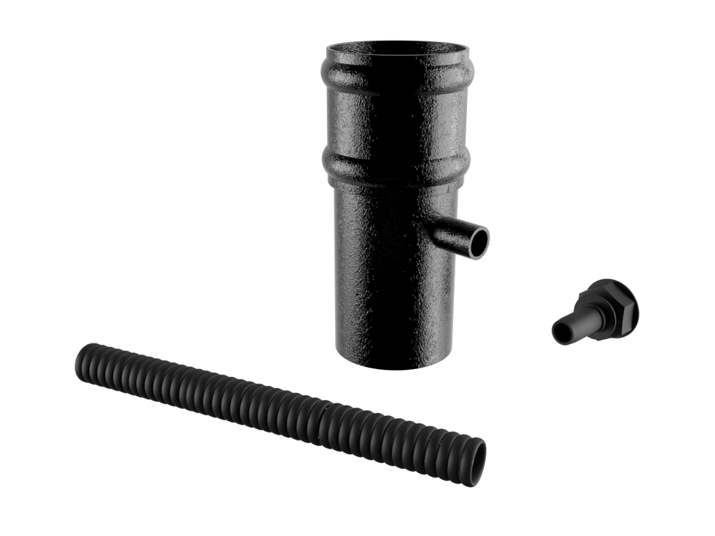 Cast Aluminium Black 63mm Non-Eared Water Butt Deflector kit