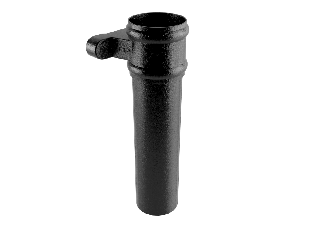 Cast Aluminium Black 63mm Eared Round Downpipe - 3m