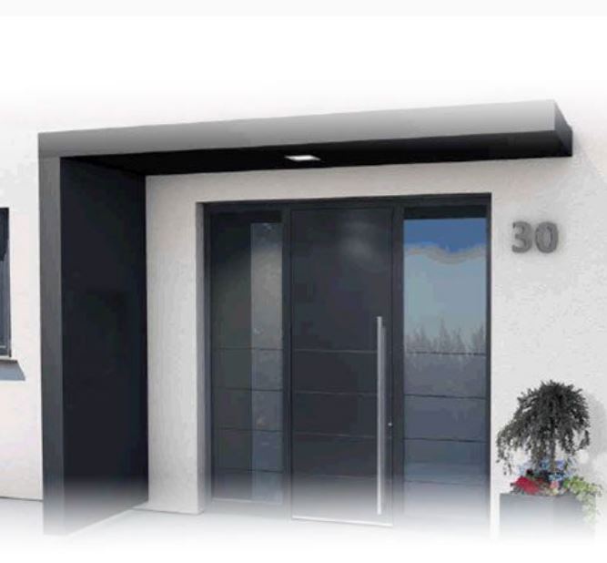 300x90cm Aluminium Canopy With Single LED Light & Side Panel - Anthracite Grey (Left or Right)