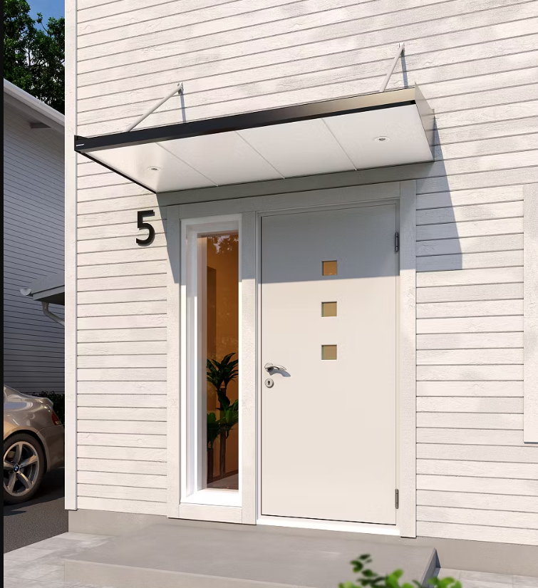 Aurelius LuxeSteel LED Entrance Canopy with Dual Soffit Arms