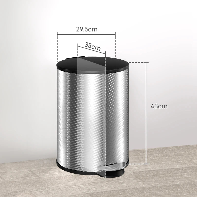 20L Stainless Steel Compact Home Bin - Stylish, Durable Trash Can for Kitchen, Office, and Bathroom - Space-Saving Design