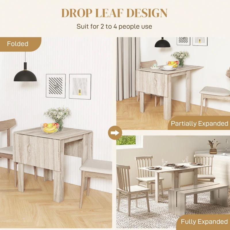 Stylish Four-Seater Drop Leaf Dining Table - Elegant Wood Effect Design for Space-Saving Dining Solutions