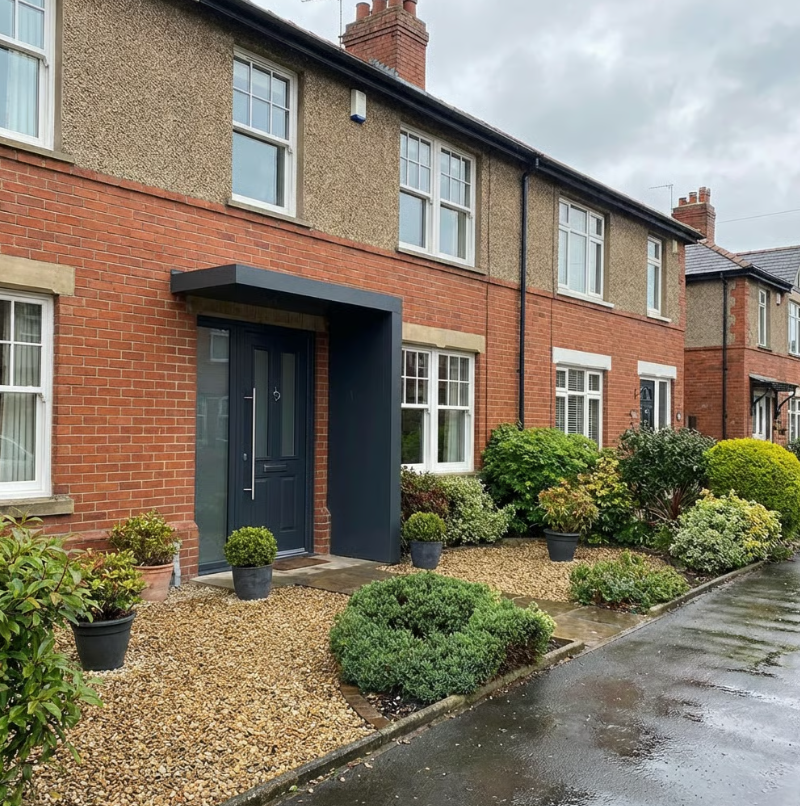 200x90cm Aluminium Canopy With LED Light Strip & Side Panel - Anthracite Grey (Left or Right)