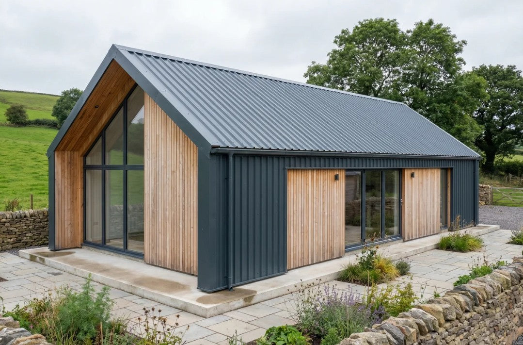 34/1000 Box Profile PVC Plastisol Coated 0.7mm Metal Roof Sheet Anthracite