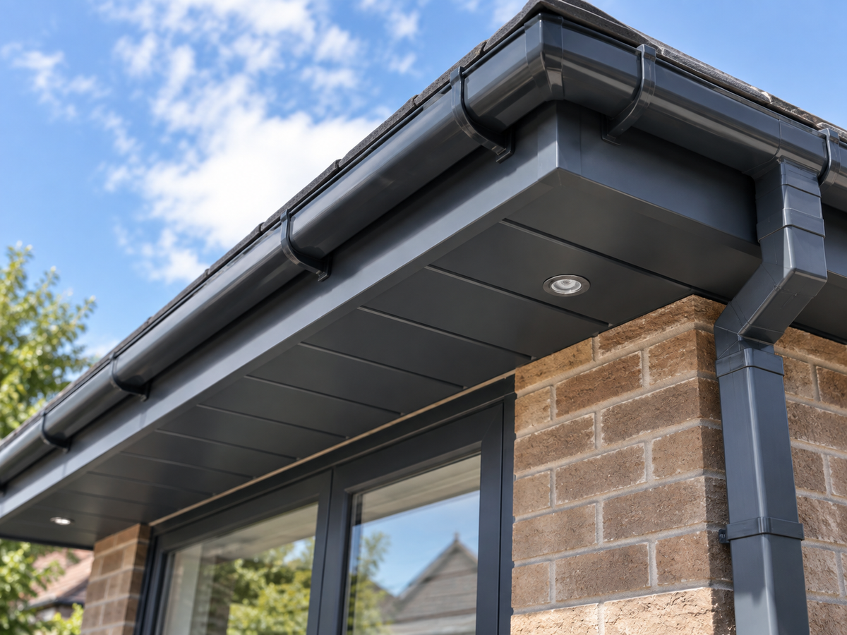 Freefoam 300mm Hollow uPVC Soffit Board – Tongue & Groove Panelled Roofline Soffit 5m x 10mm – All Colours