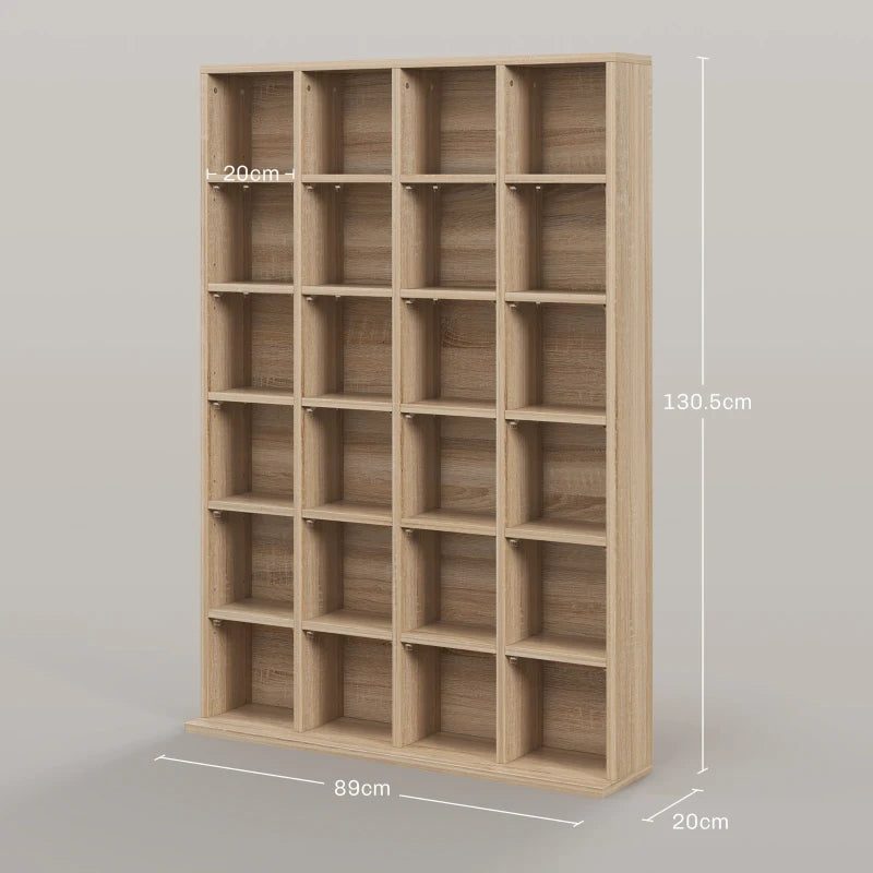 Adjustable CD Storage Unit with Nature Wood Finish - 89 x 130.5 cm, Perfect for Organizing Your Music Collection