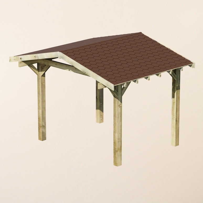 Ruby Wooden Apex Gazebo with Katepal Brown Shingle Roof & Overhang - Premium Weatherproof Garden Gazebo