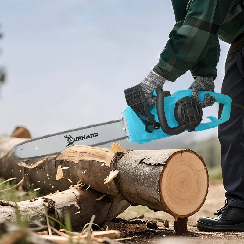 2000W Aluminium Chainsaw with Double Brake, 40cm Blade, for Wood, Trees & Branches - Blue