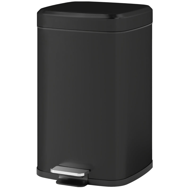 20L Modern Boxy Black Metal Kitchen Bin - Stylish Trash Can for Home Organization and Waste Management