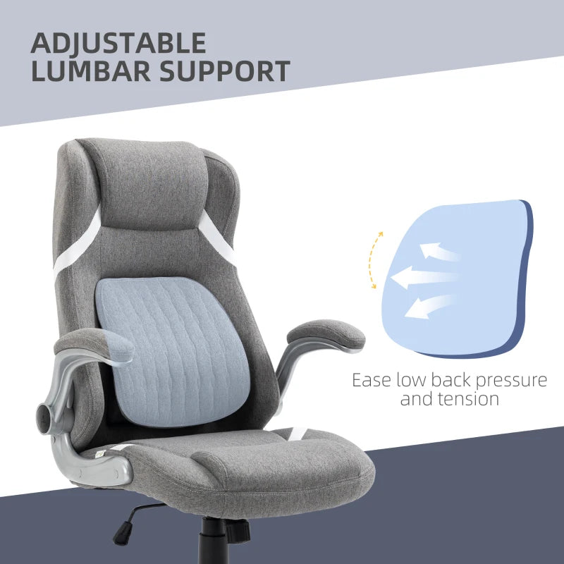 Vinsetto Adjustable Height Linen-Look Office Chair - Stylish Grey Ergonomic Design for Home & Office Comfort
