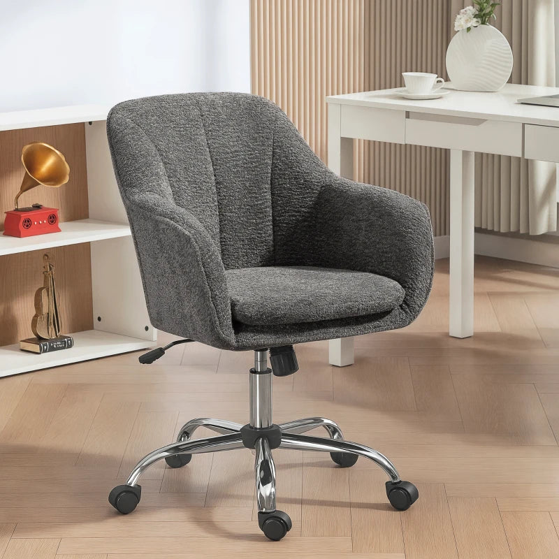 Luxurious Velvet-Feel Office Chair in Grey - Ergonomic Design for Comfort and Style - Perfect for Home or Office