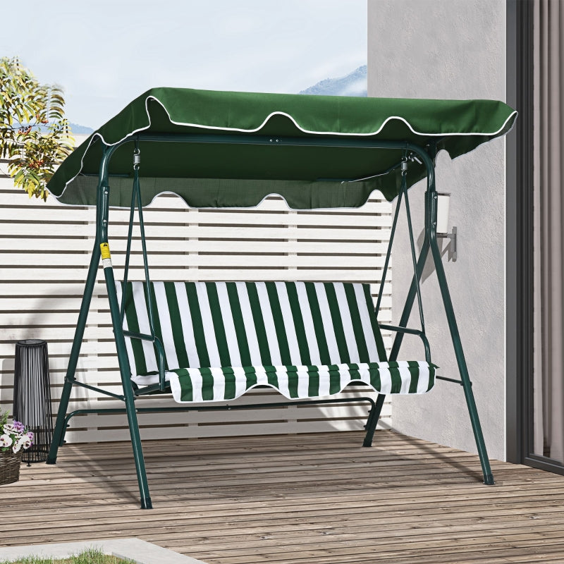 Green 3-Seat Garden Swing Chair with Adjustable Canopy