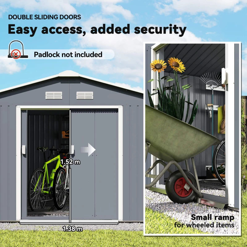 13 x 11ft Corrugated Metal Garden Storage Shed