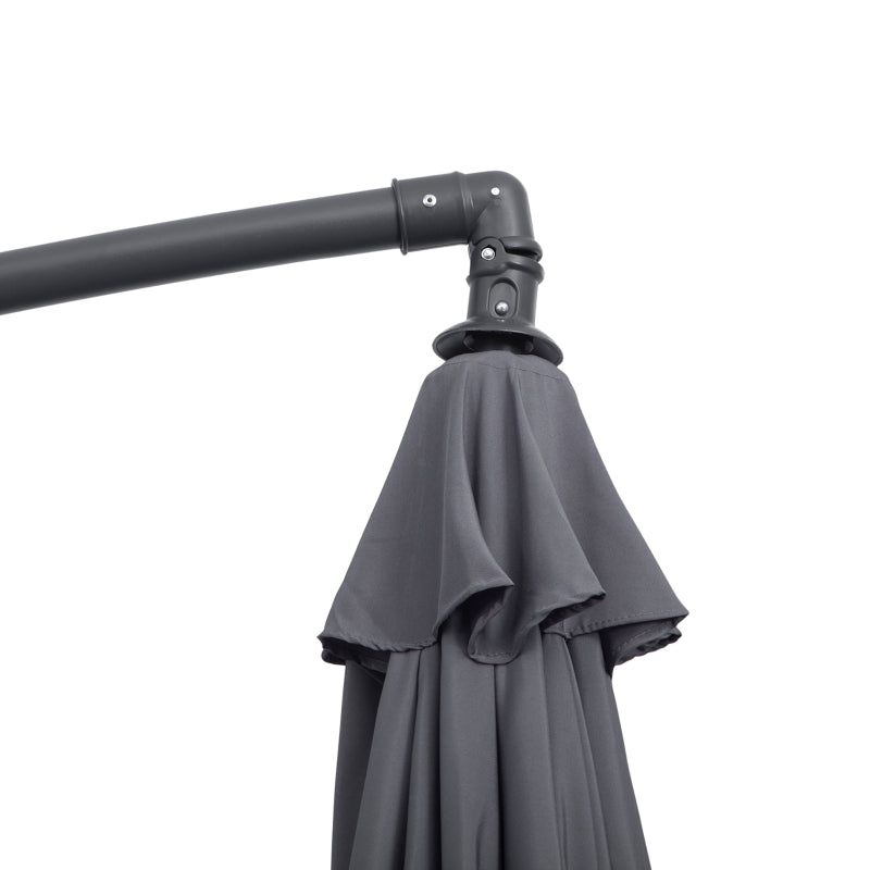 Grey Hanging Cantilever Patio Umbrella with Crank Handle