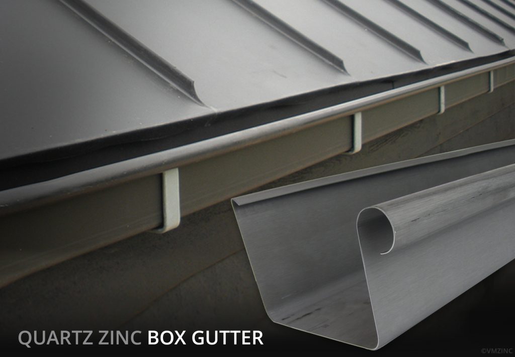 120mm Quartz Zinc Box Gutter 100mm Spigot Outlet