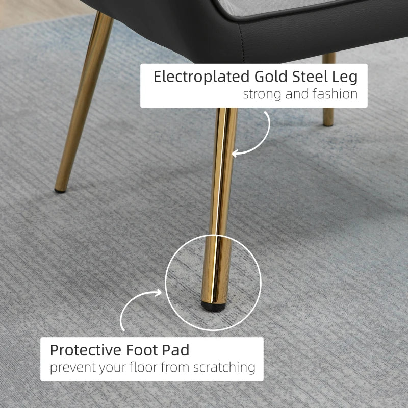Set of 2 Velvet Accent Chairs with Gold Legs for Modern Living Room and Bedroom, Light Grey Upholstery