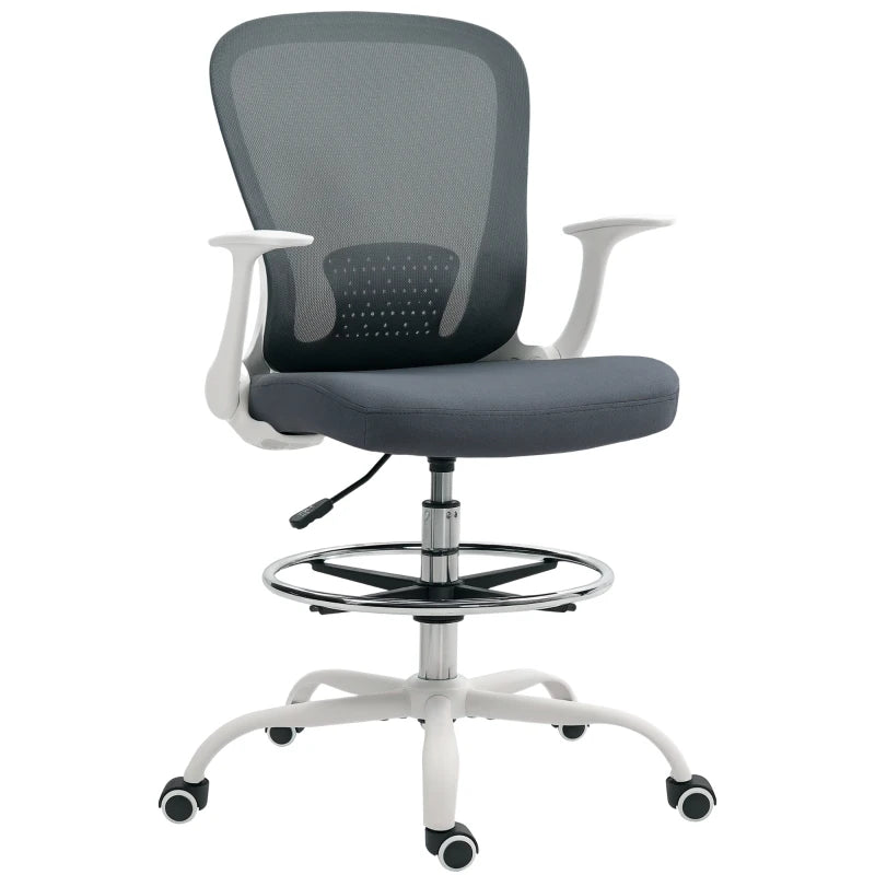 Adjustable Grey Draughtsman Chair with Footrest | 99-119 cm Height | Ergonomic Design for Comfort and Support