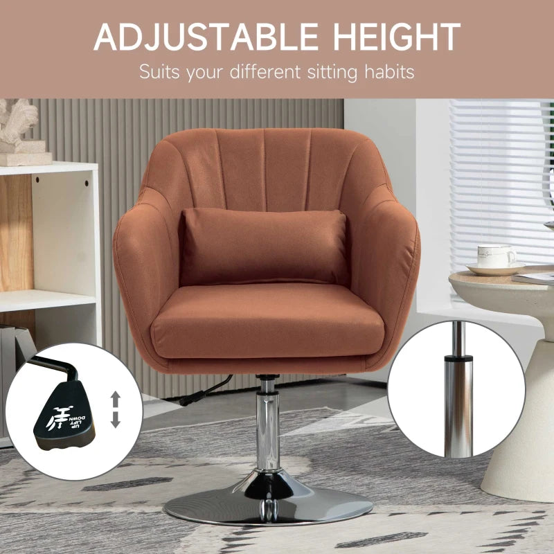 Contemporary Swivel Microfibre Accent Chair with Adjustable Height, Thick Cushion and Lumbar Support for Living Room or Office