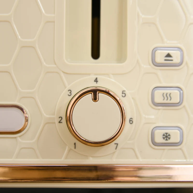 Beige Kettle and Toaster Set - 1.7L Fast Boil Jug Kettle & 4 Slice Toaster with 7 Browning Levels