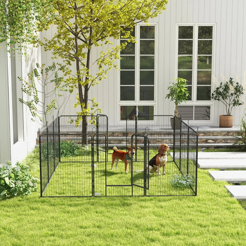 Heavy Duty 12 Panel Puppy Playpen for Small Dogs Indoor Outdoor Use Silver