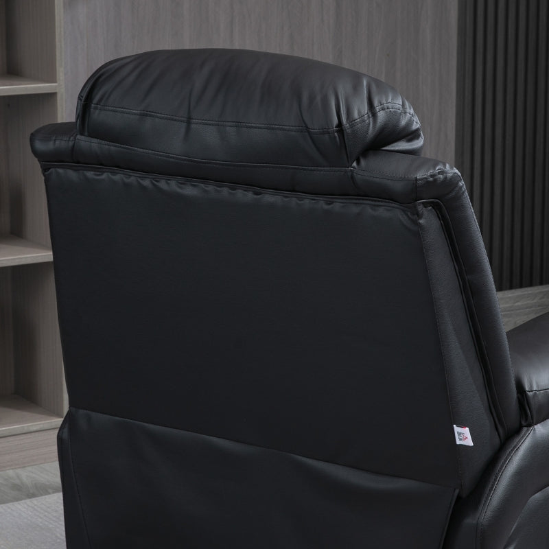 Electric Power Lift Recliner Chair for Elderly, Overstuffed Faux Leather Armchair with Remote Control and Side Pockets, Black