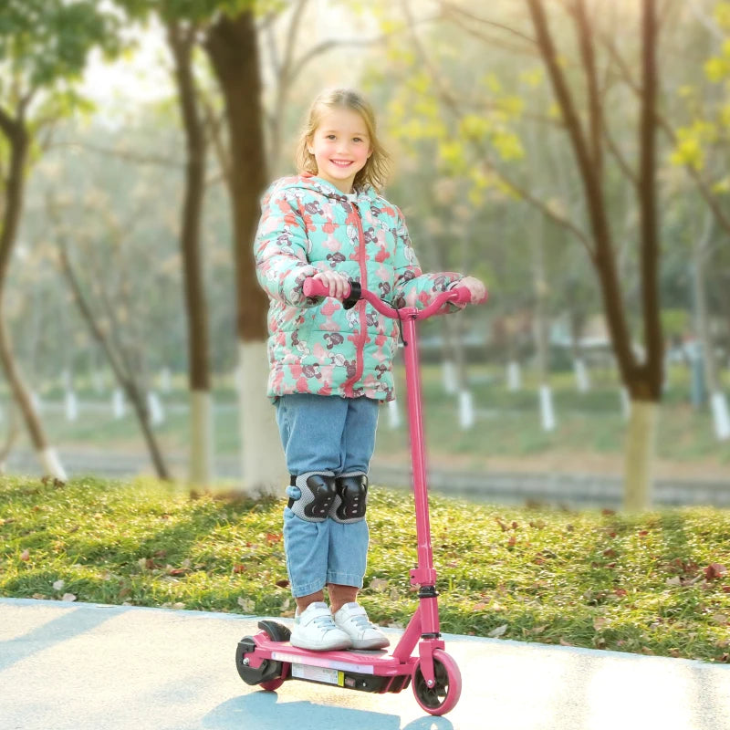 Electric Scooter for Kids Ages 6-14 with Colorful Lights and Pink Design