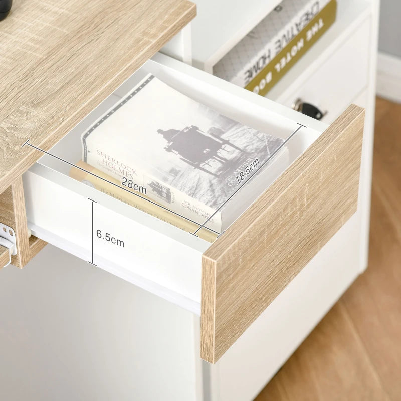 80cm Compact Computer Desk with Keyboard Tray & Drawer - Stylish Oak Home Office Desk for Bedroom Study