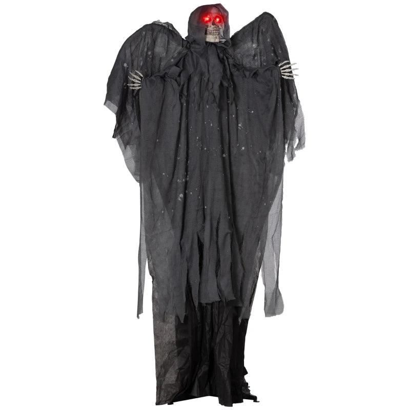 6.3" Grim Reaper Halloween Animatronic with Glowing Eyes - Spooky Decor for Haunted House & Halloween Parties