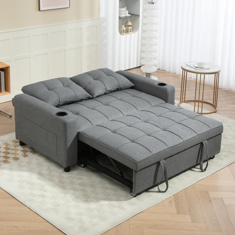Charcoal Grey Two-Seater Pull-Out Sofa Bed for Stylish Living Spaces