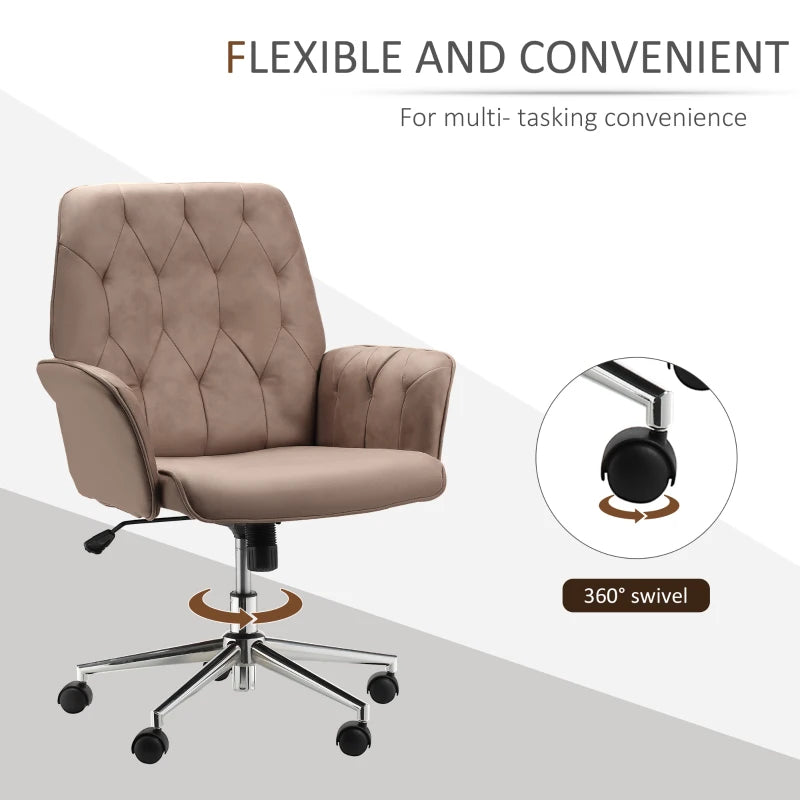 Vinsetto Height Adjustable Microfibre Office Desk Chair with Armrests & Swivel - Stylish Vanity Chair for Home & Coffee Use