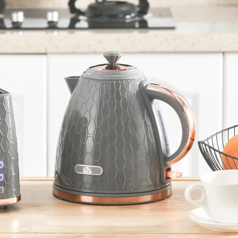 3kW Rapid Boil Grey Honeycomb Kettle - Stylish, Fast Boiling Electric Kettle for Home & Kitchen