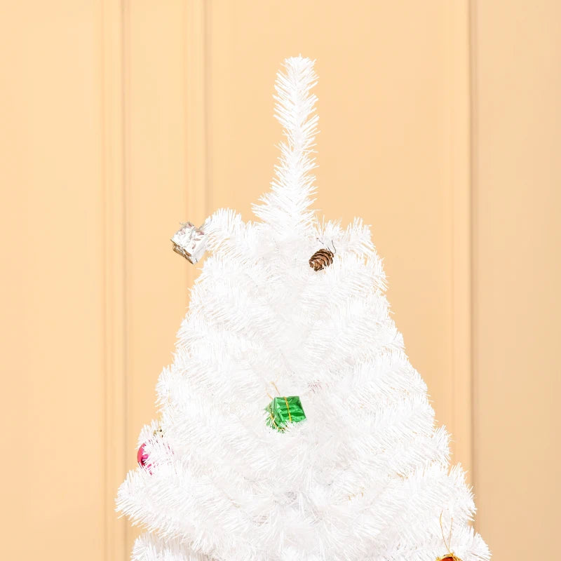 6ft Elegant White Snow Artificial Christmas Tree with Metal Stand - Seasonal Home Decorations for Holiday Cheer