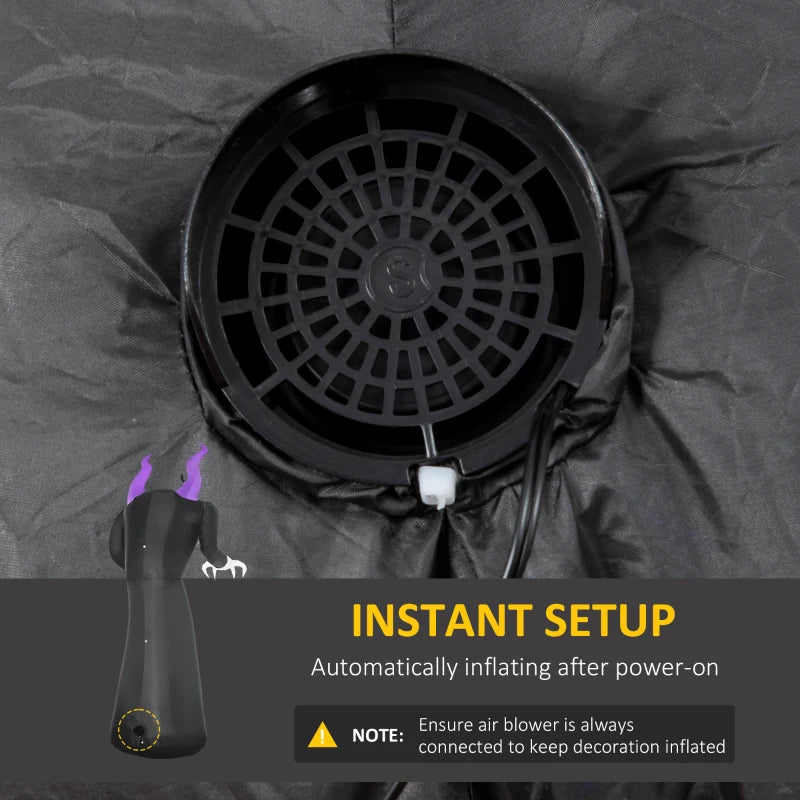 7ft Inflatable Halloween Ghost with Horns - LED Blow-Up Outdoor Decoration with Flame Effect for Garden, Lawn, Party & Holiday