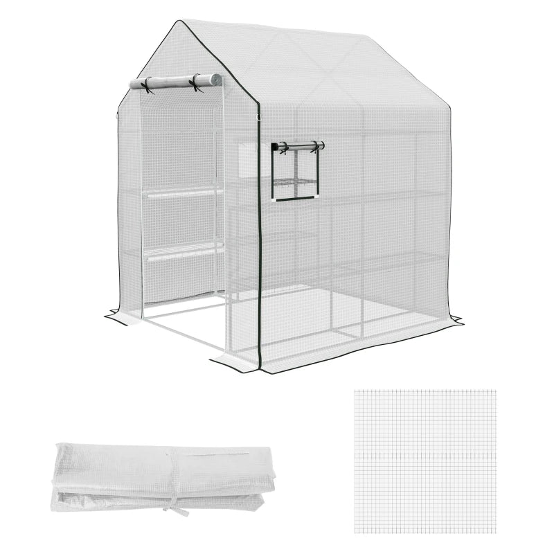 Greenhouse Cover Replacement with Roll-up Door and Windows, 140 x 143 x 190cm, White