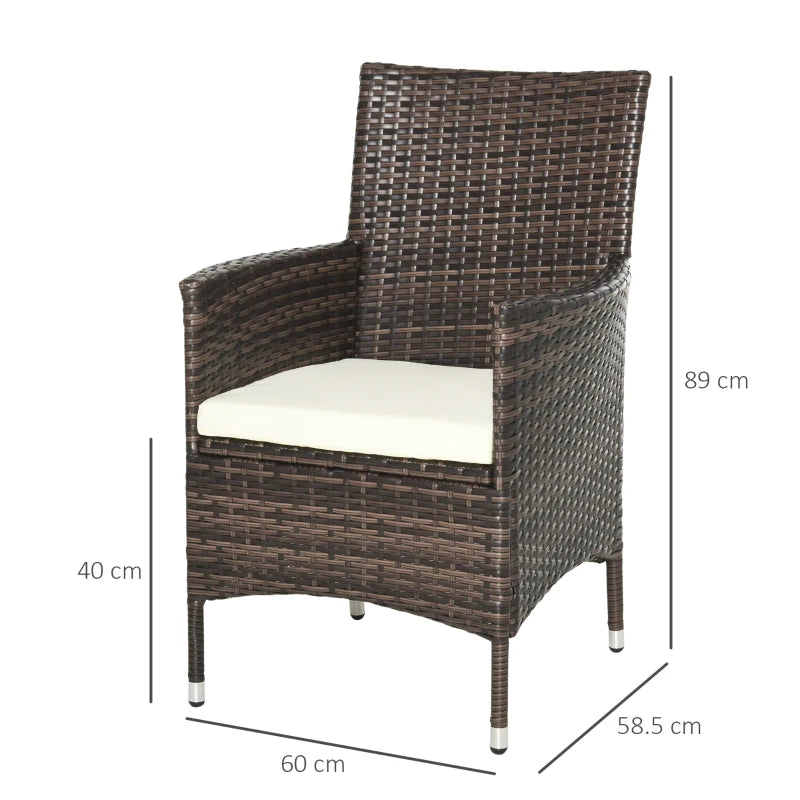 Brown Rattan Outdoor Armchair Set with Cushions